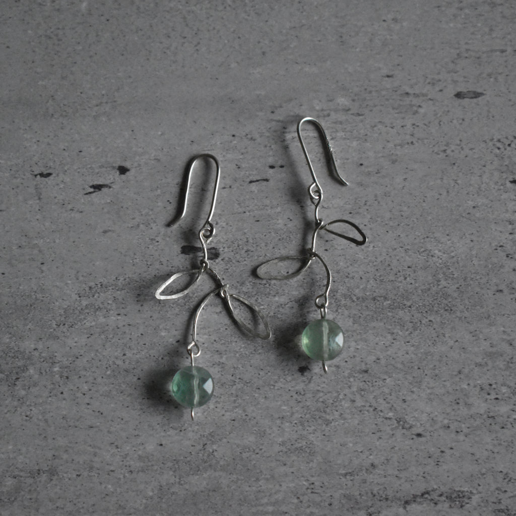 Fluorite Leaf Hammered Earrings