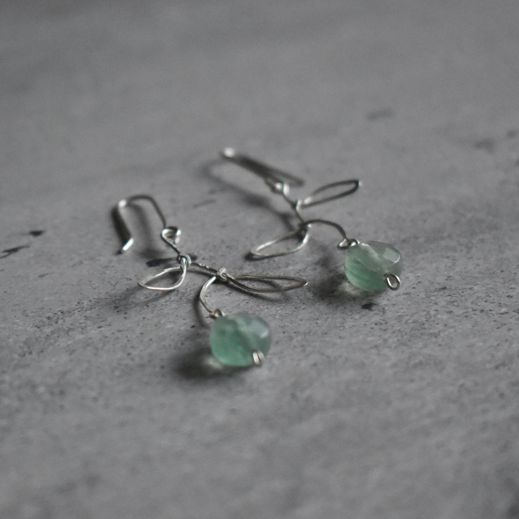Fluorite Leaf Hammered Earrings