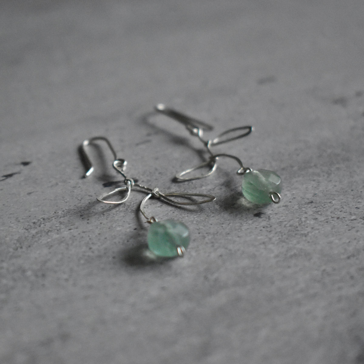 Fluorite Leaf Hammered Earrings
