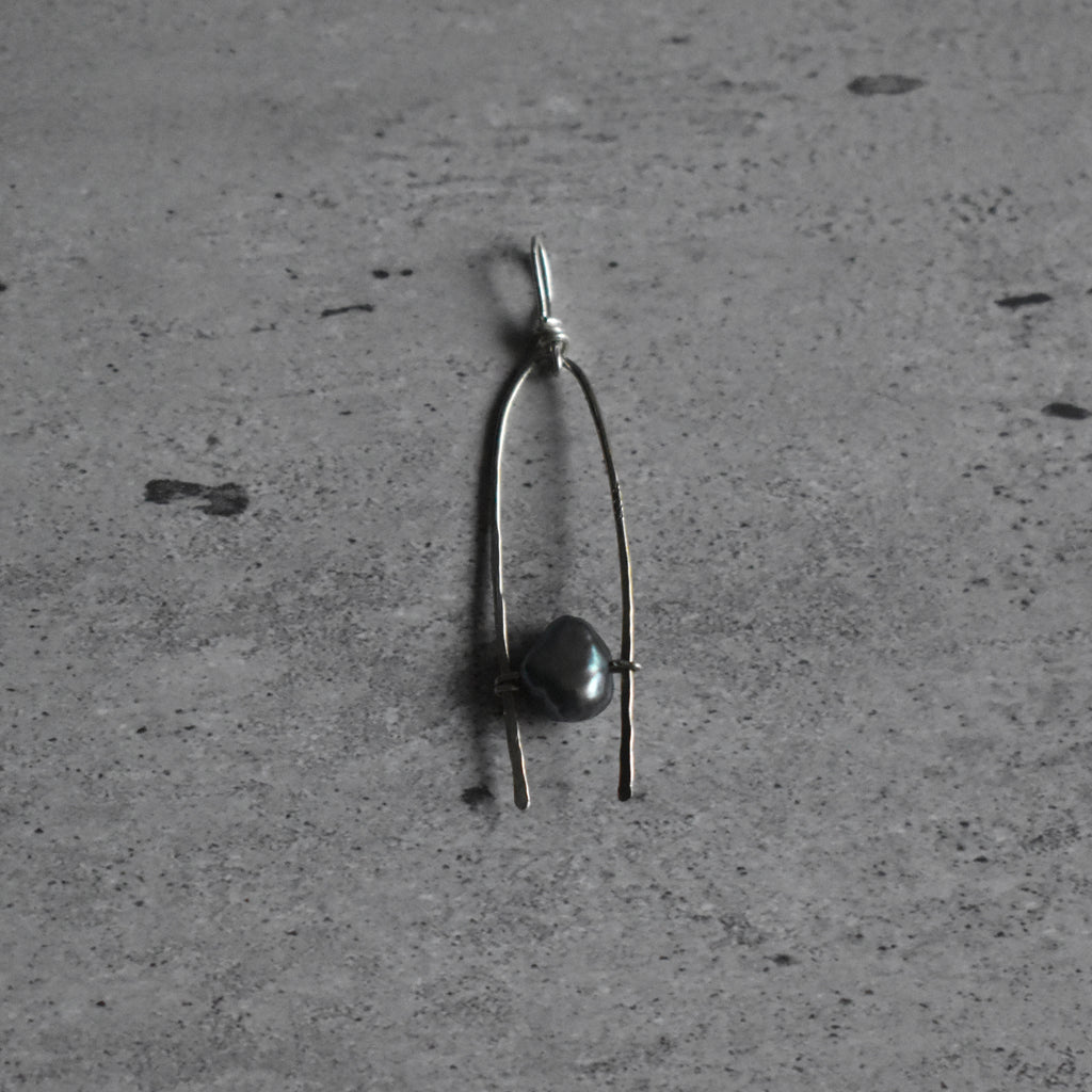 Light Blue Pearl Hammered Pendant