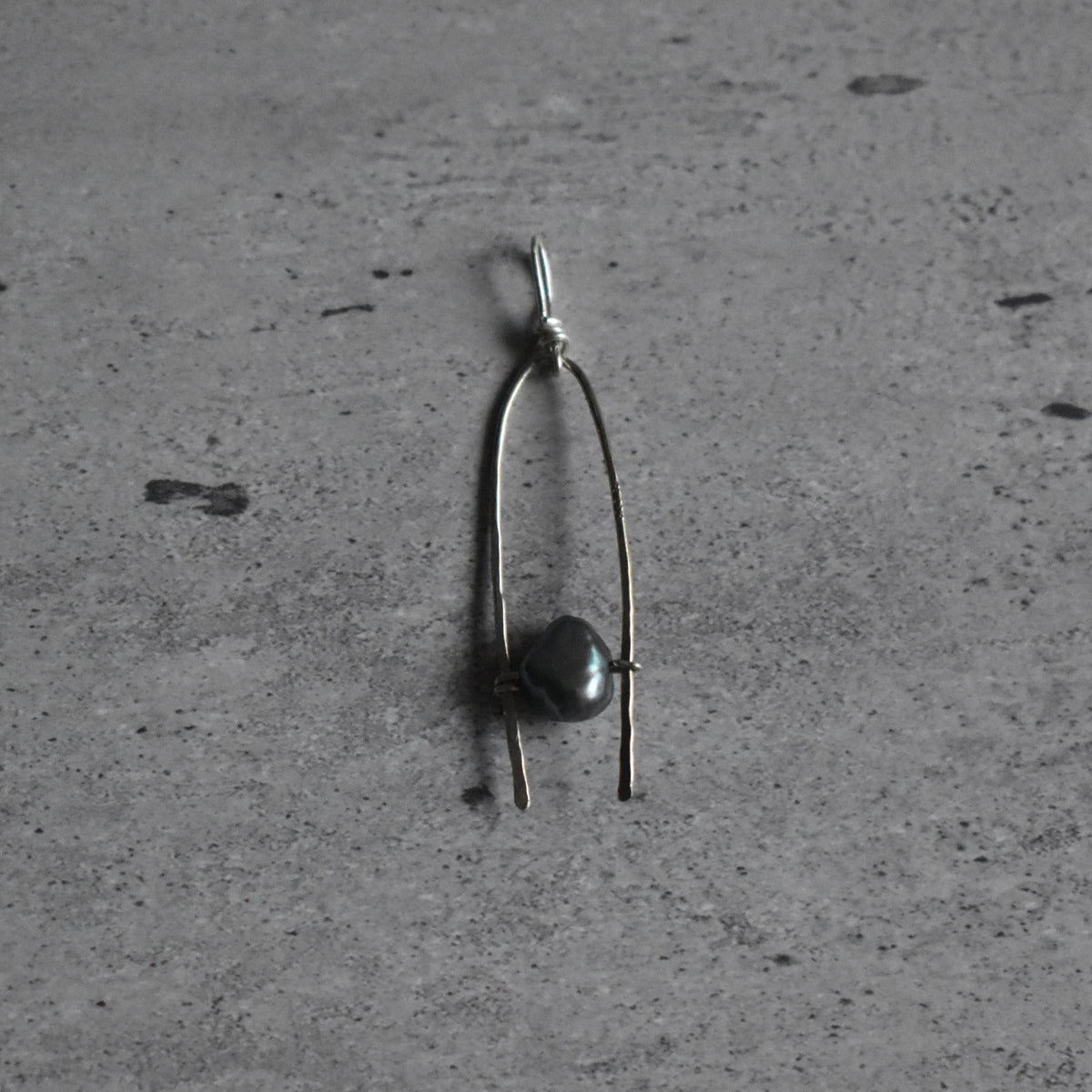 Light Blue Pearl Hammered Pendant