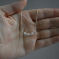 Small White Triple Crescent Sterling Silver Necklace