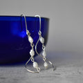 Small White Pearl Triple Cascade Sterling Silver Earrings