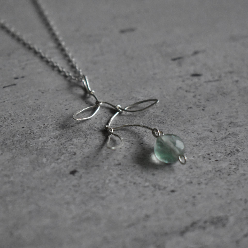 Fluorite Leaf Hammered Pendant
