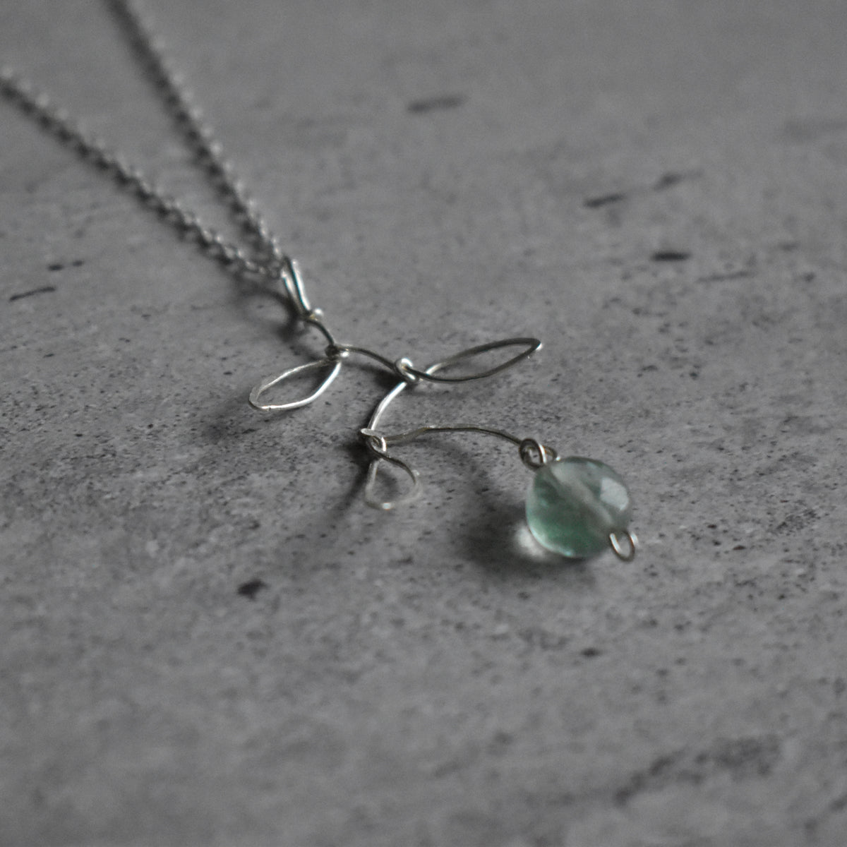 Fluorite Leaf Hammered Pendant