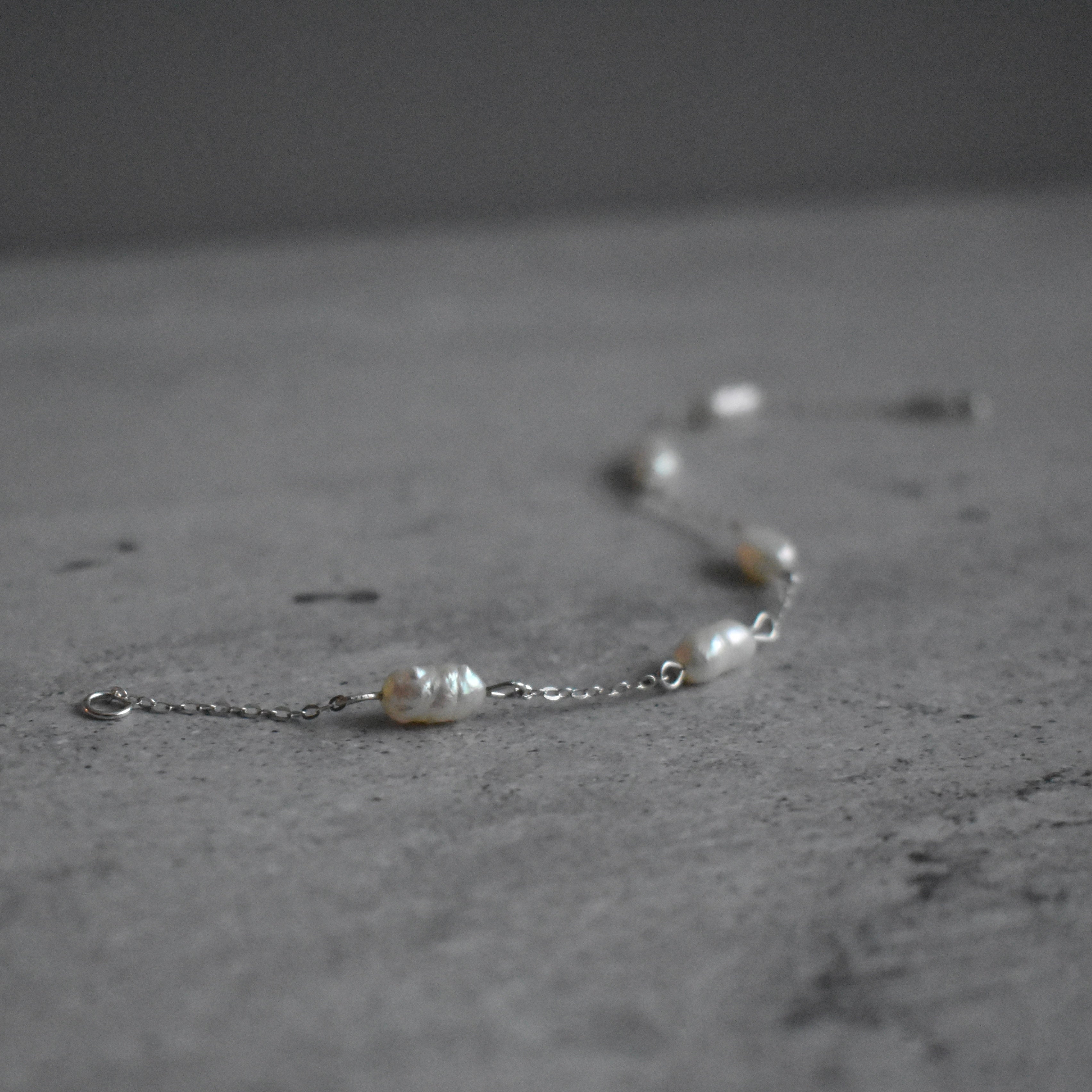 Small White Pearl Chain Bracelet Sterling Silver