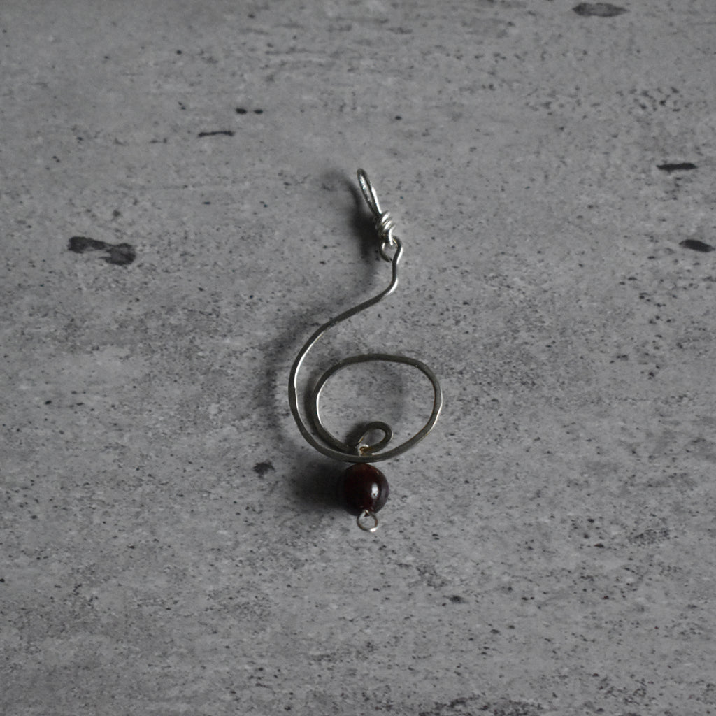 Garnet Spiral Hammered Pendant
