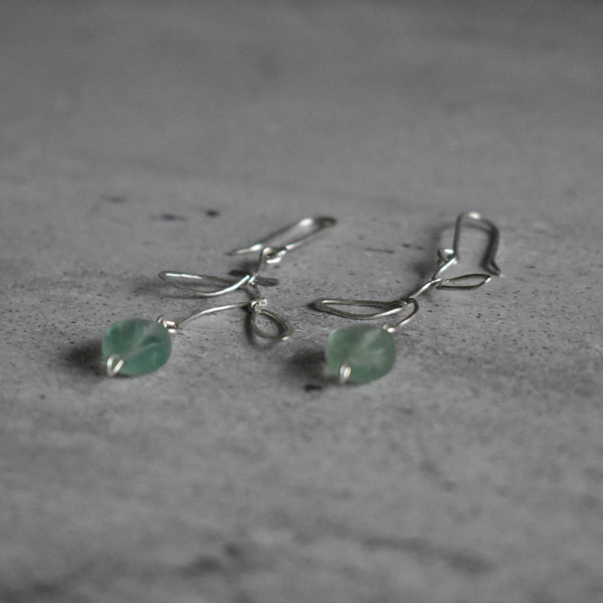 Fluorite Leaf Hammered Earrings