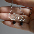 Garnet Spiral Hammered Earrings