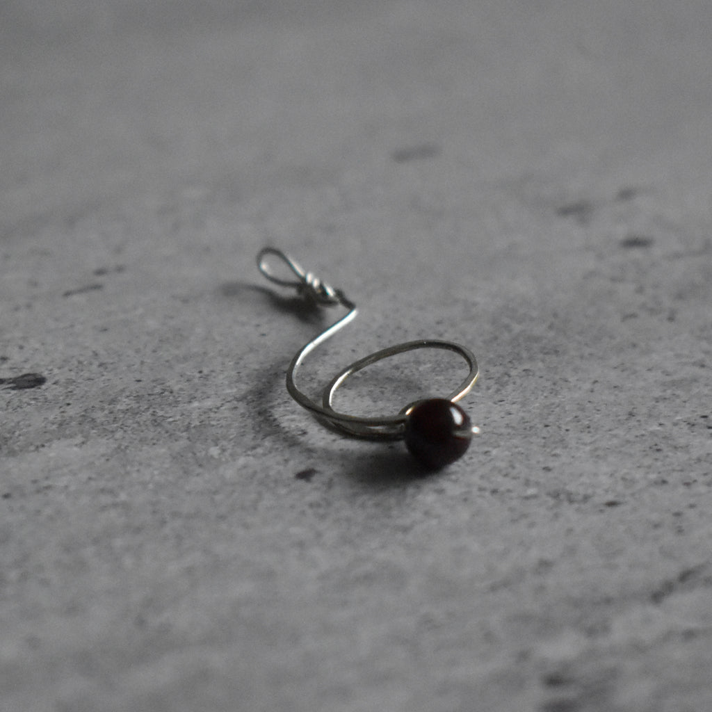 Garnet Spiral Hammered Pendant