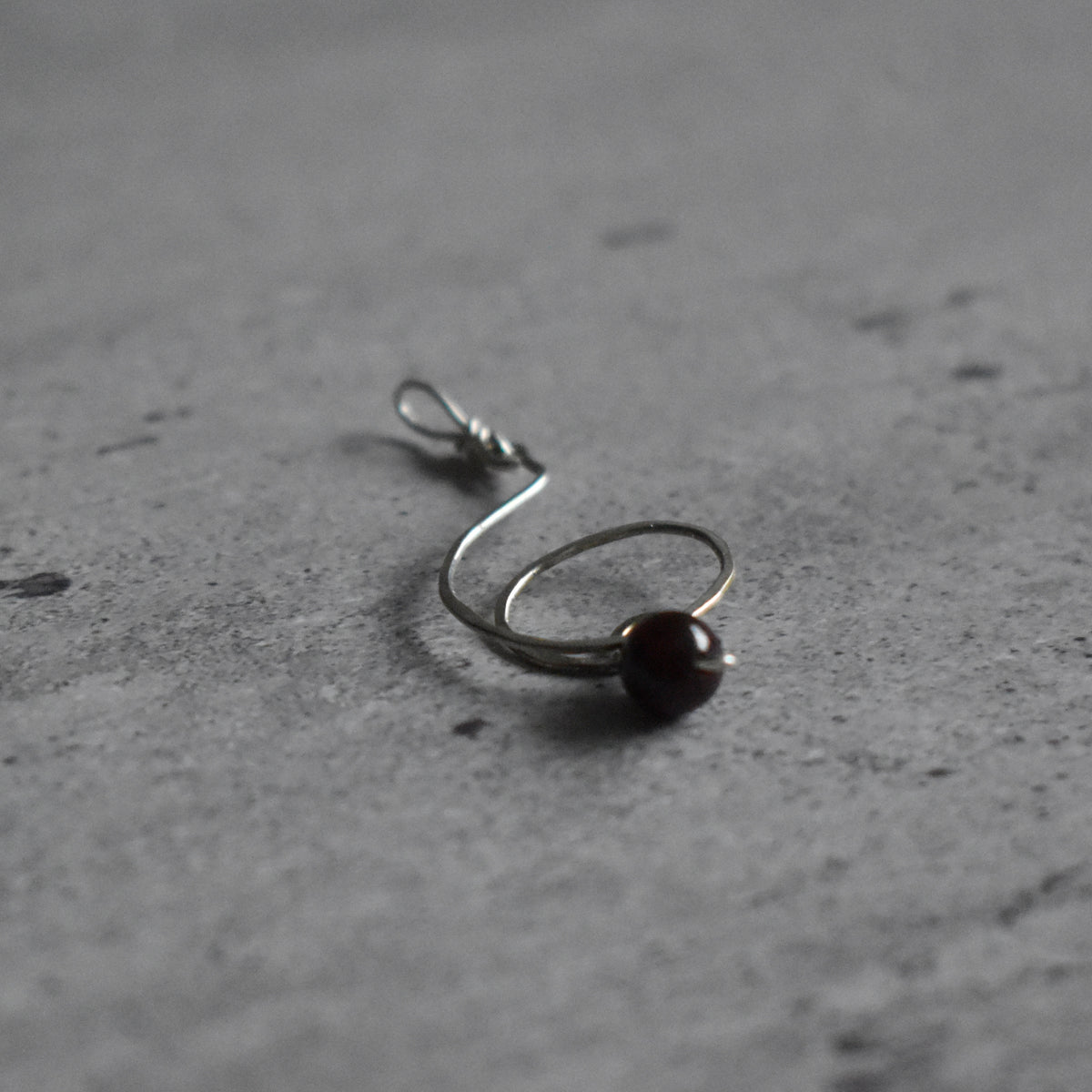 Garnet Spiral Hammered Pendant