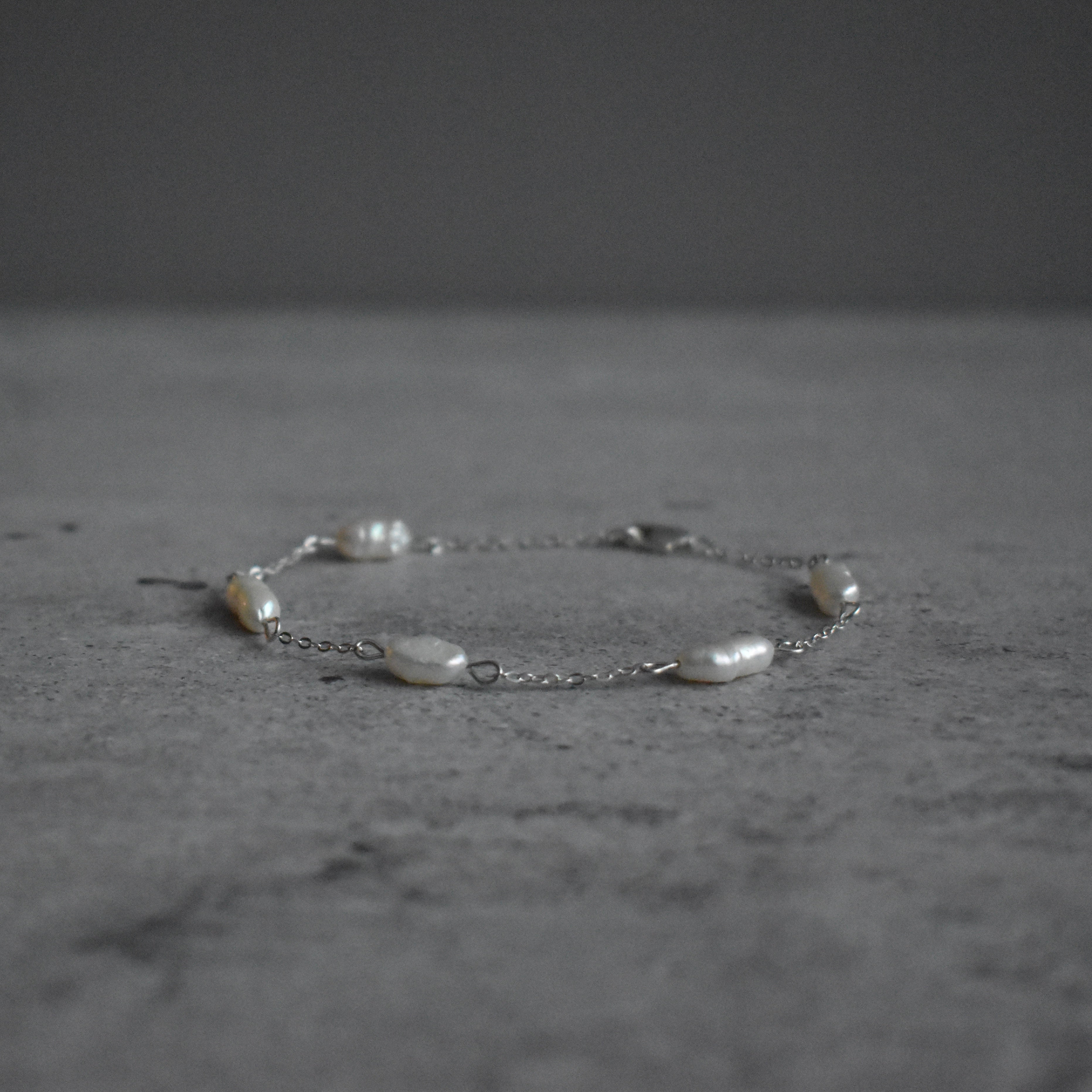 Small White Pearl Chain Bracelet Sterling Silver