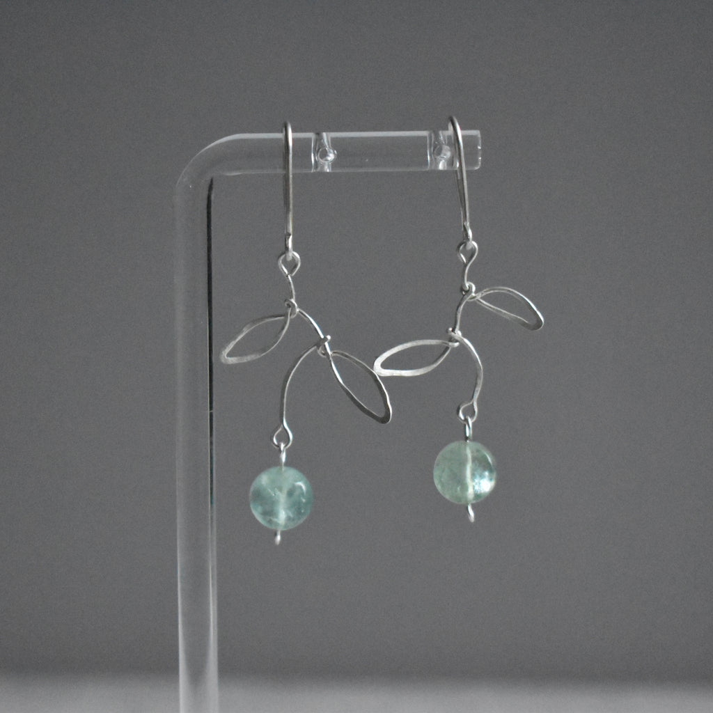 Fluorite Leaf Hammered Earrings