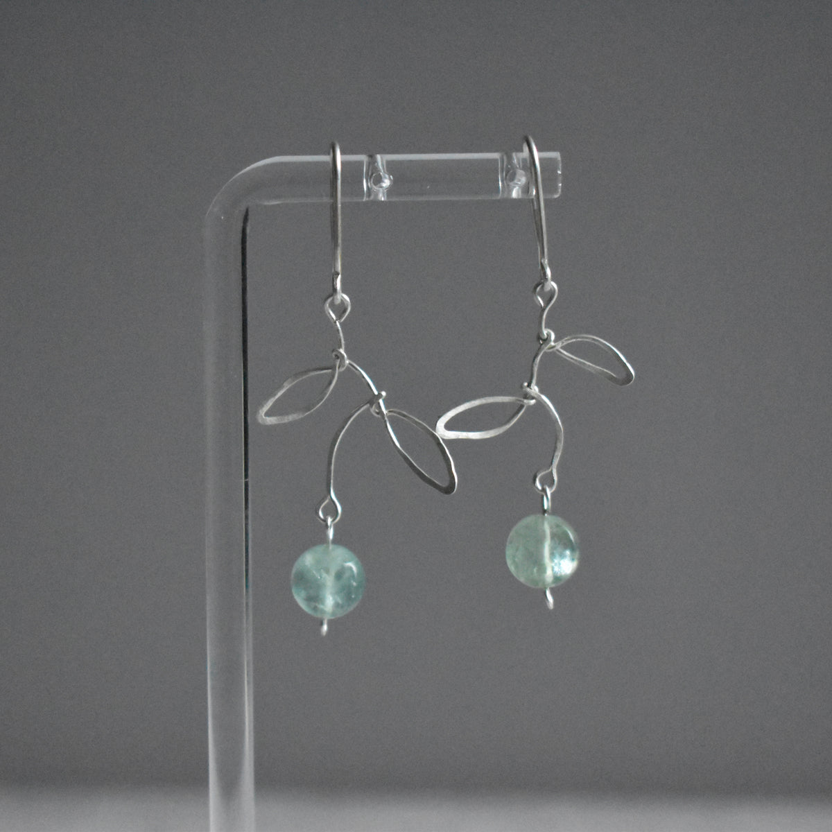 Fluorite Leaf Hammered Earrings