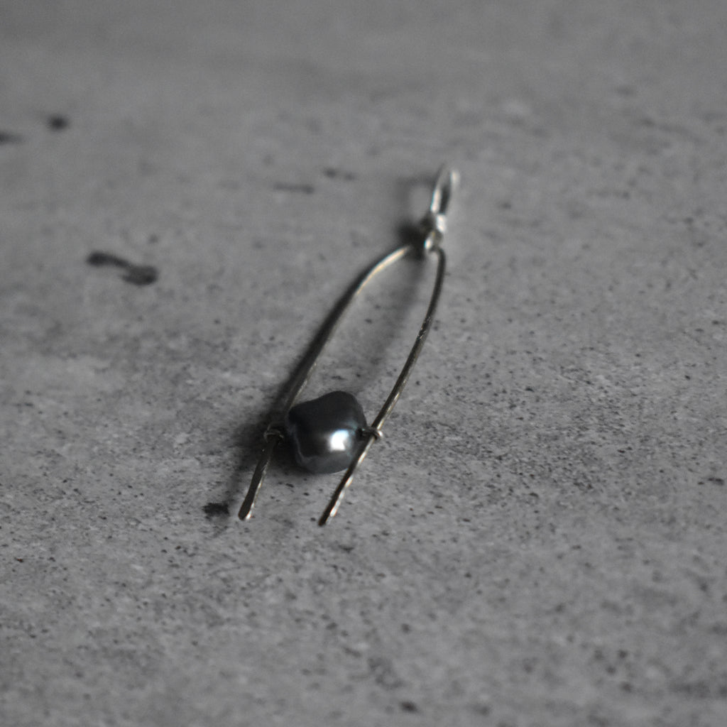 Light Blue Pearl Hammered Pendant