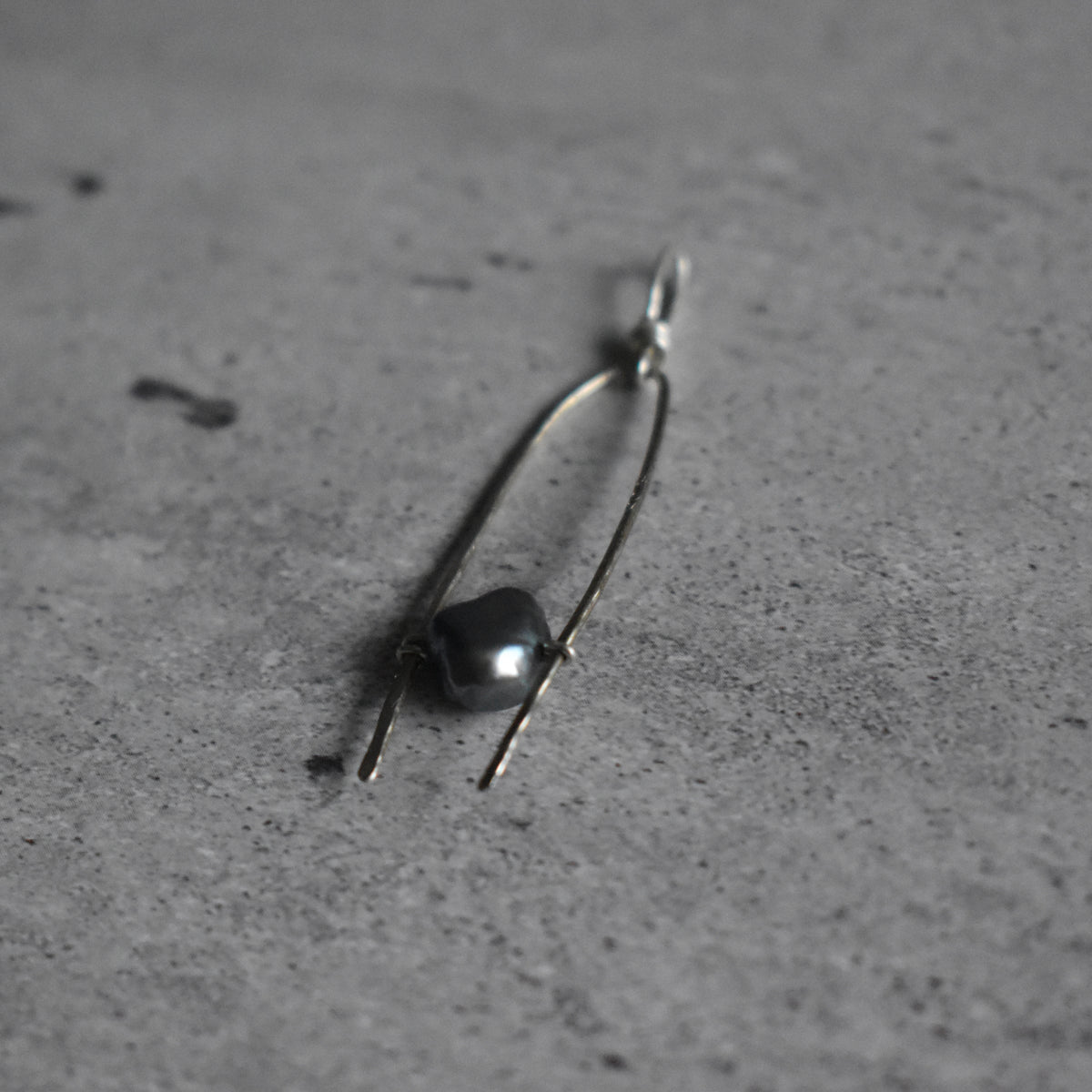 Light Blue Pearl Hammered Pendant