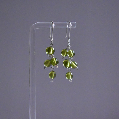 Green Glass Grape Cluster Earrings